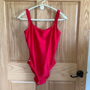 Bright red Speedo suit